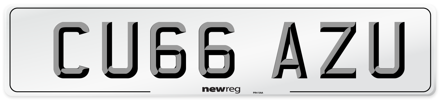 CU66 AZU Number Plate from New Reg
